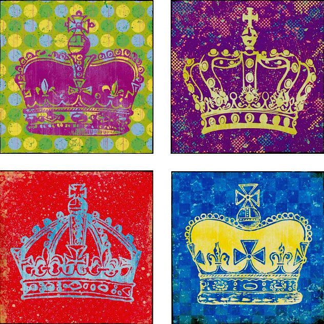 Crowns by Carey Canvas Transfer, Set of 4